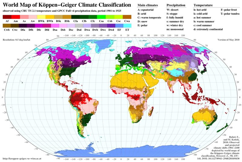 World Maps Of Koppen Geiger Climate Classification