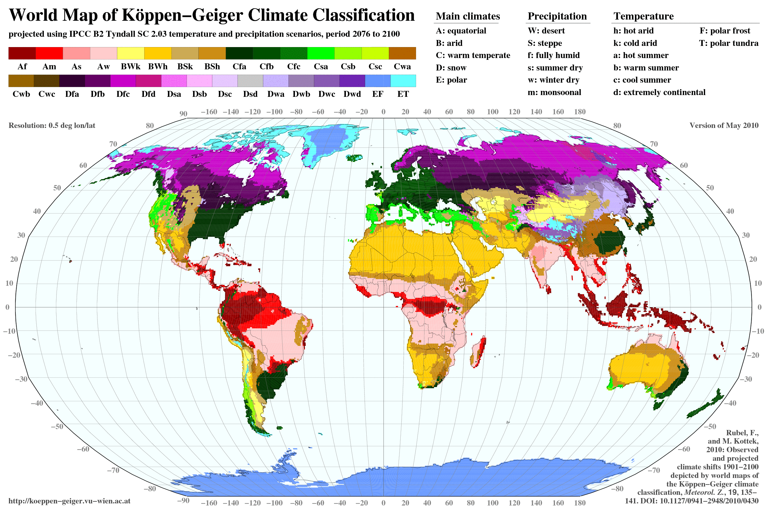 World Maps of Köppen-Geiger climate classification