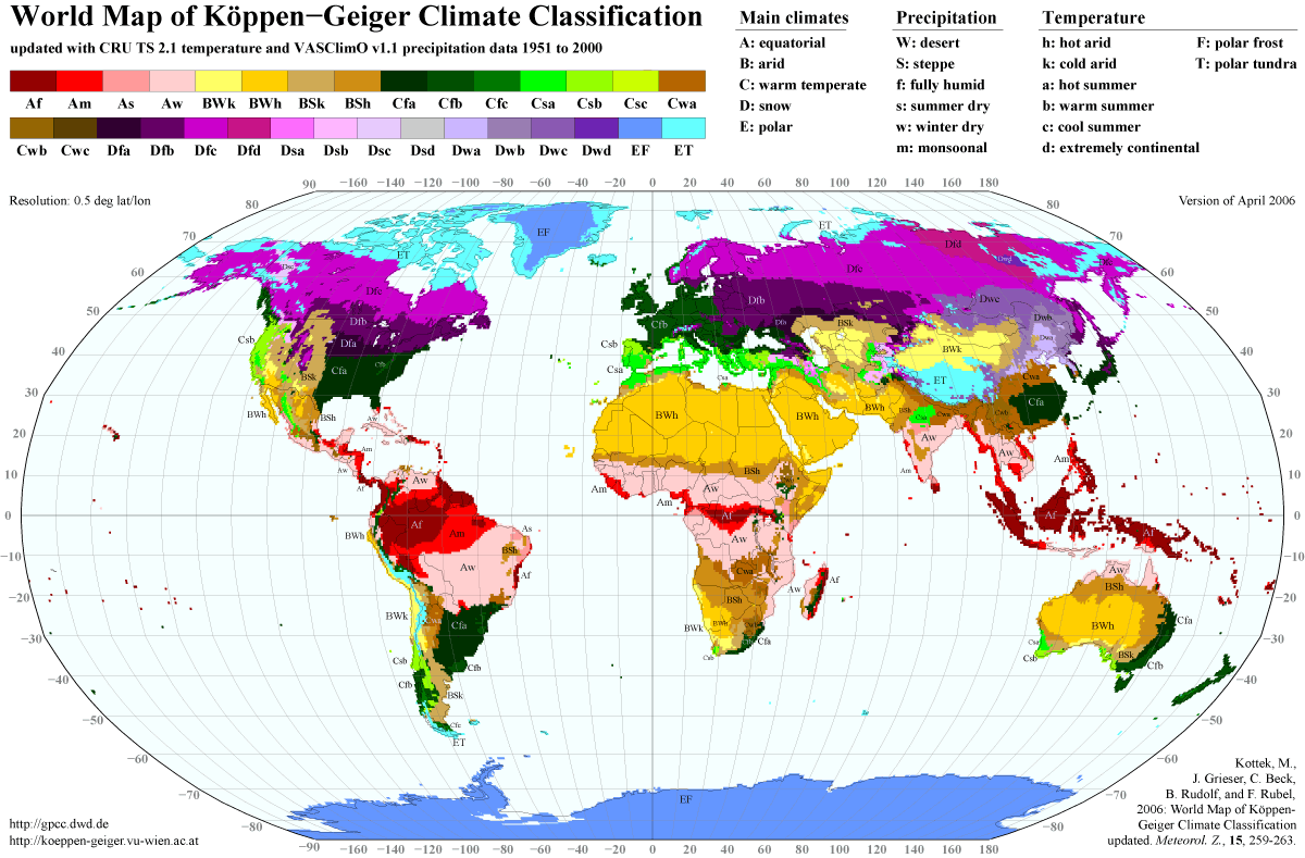 World Maps Of K Ppen Geiger Climate Classification