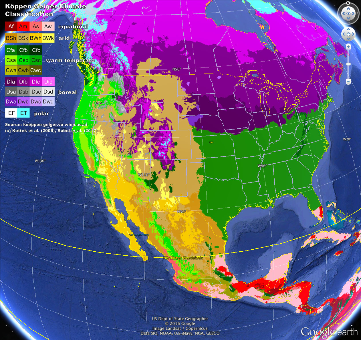 World Maps of Köppen Geiger climate classification